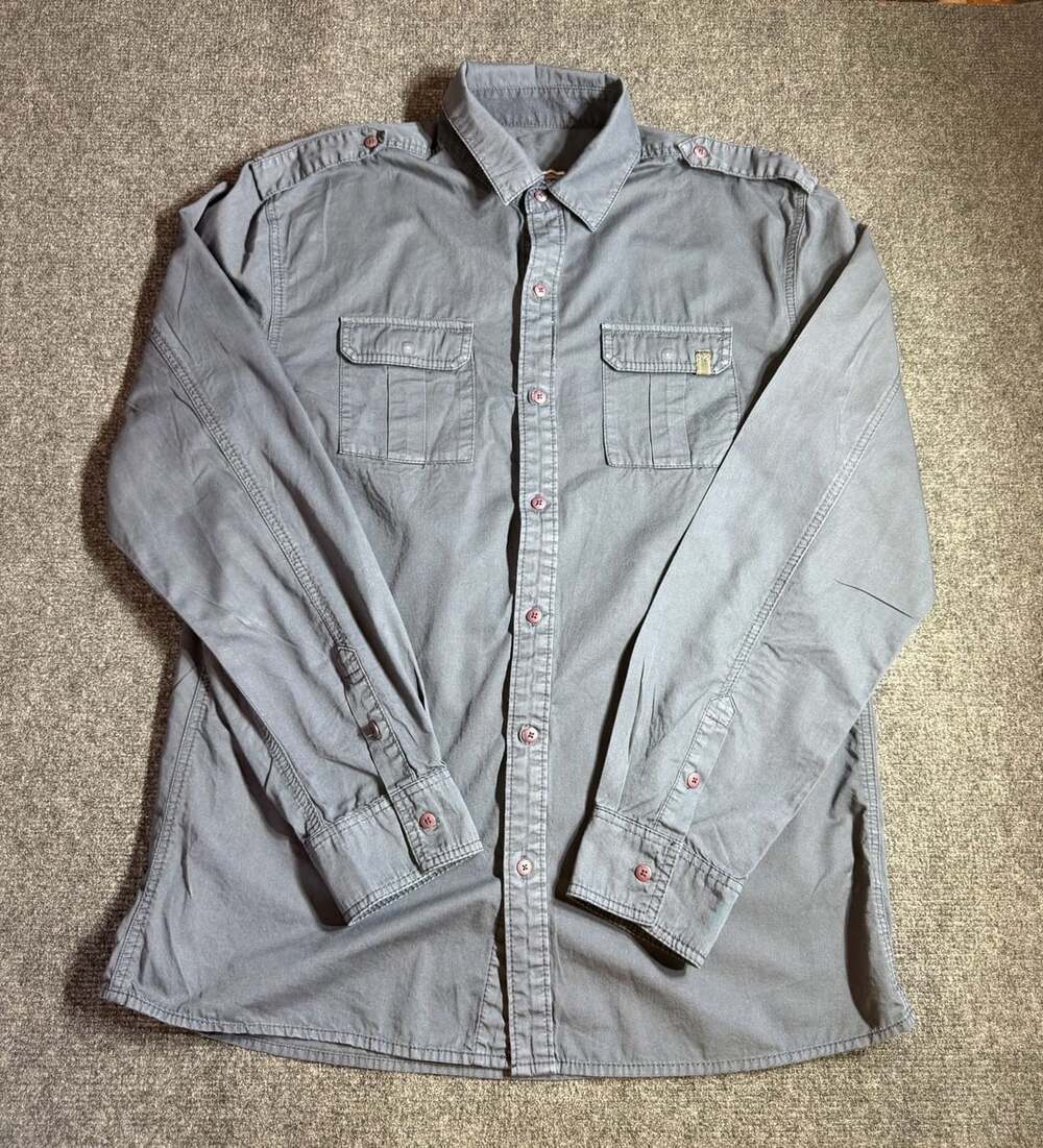 Buffalo David Bitton Men's Long Sleeve Button-Up Shirt with Two Chest Pockets